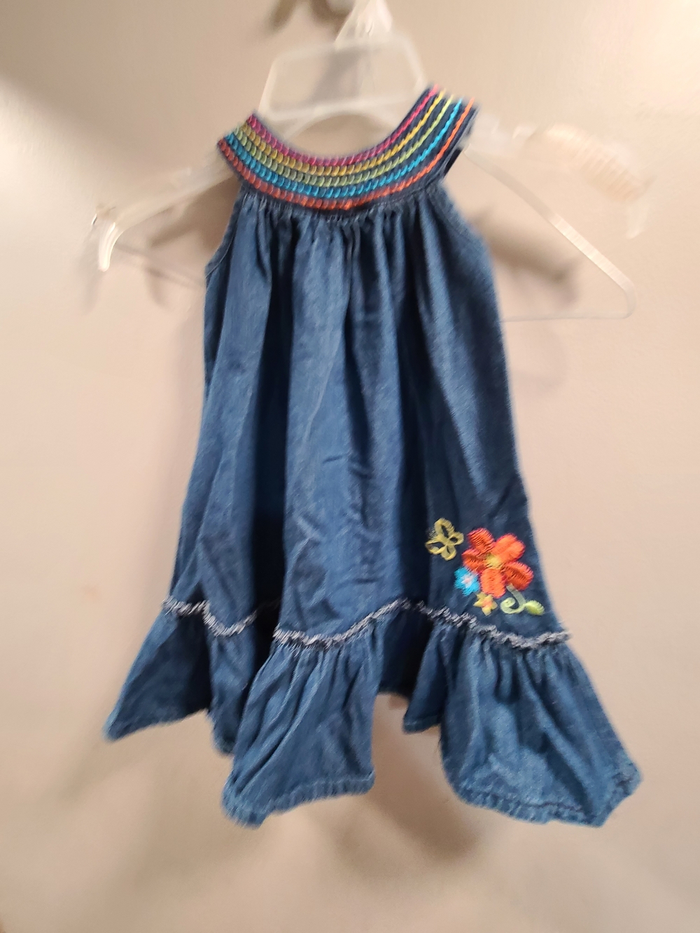 okie dokie Denim Dress with Multicolor Embroidered Accents Size 2t